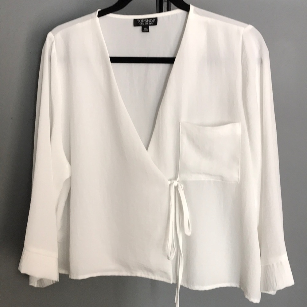 Topshop white surplice top